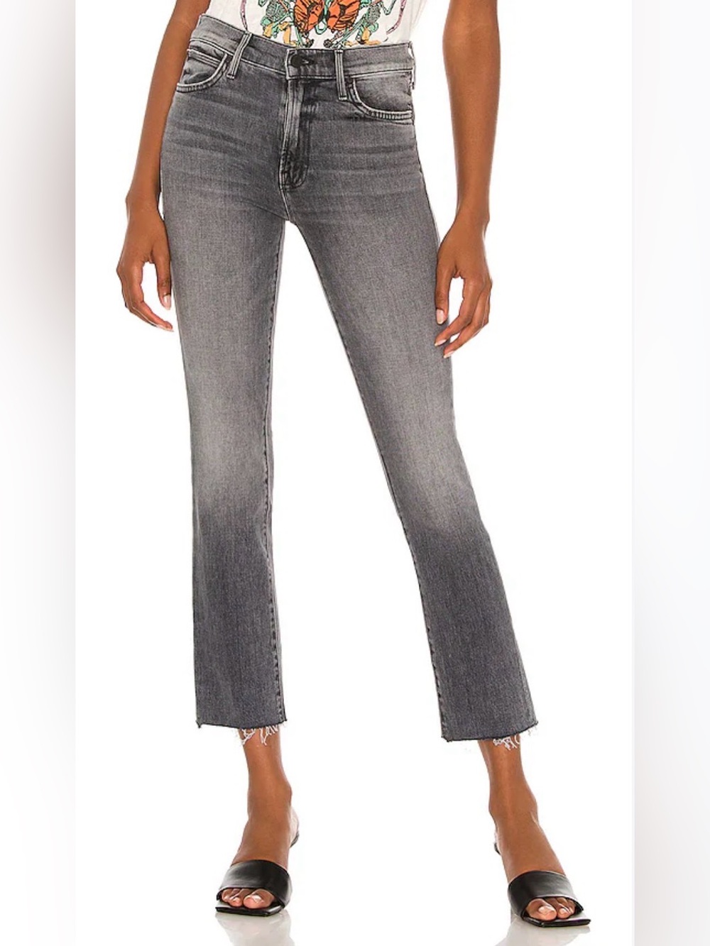 Mother The insider Crop Step Frey in Up in Smoke Gray Jeans Size 27